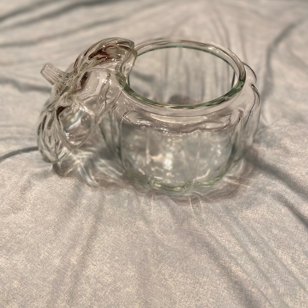 Clear Glass pumpkin Cookie Jar